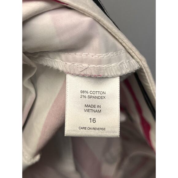 7th Avenue Design Studio Cropped Pants Womens 16 pink black twill pockets Stripe - Picture 4 of 7